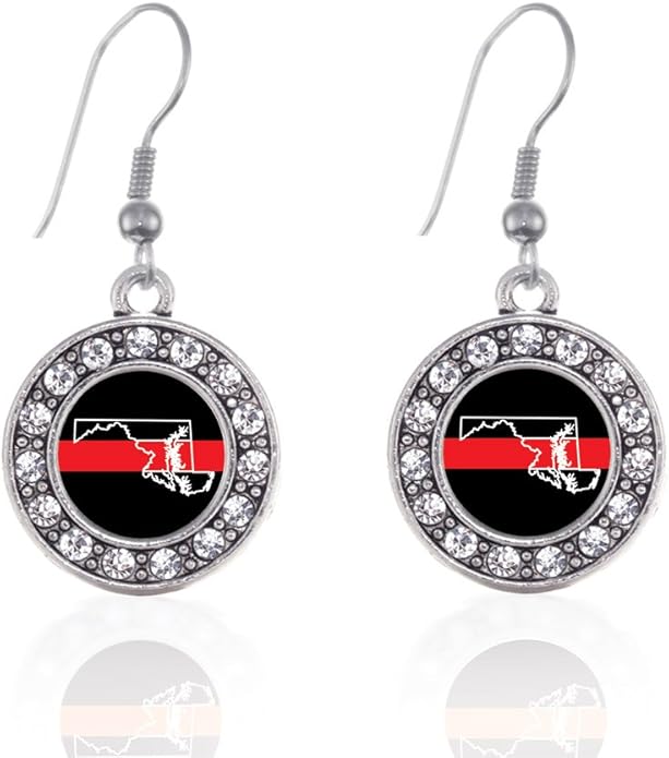 Inspired Silver - Silver Circle Charm French Hook Drop Earrings with Cubic Zirconia Jewelry