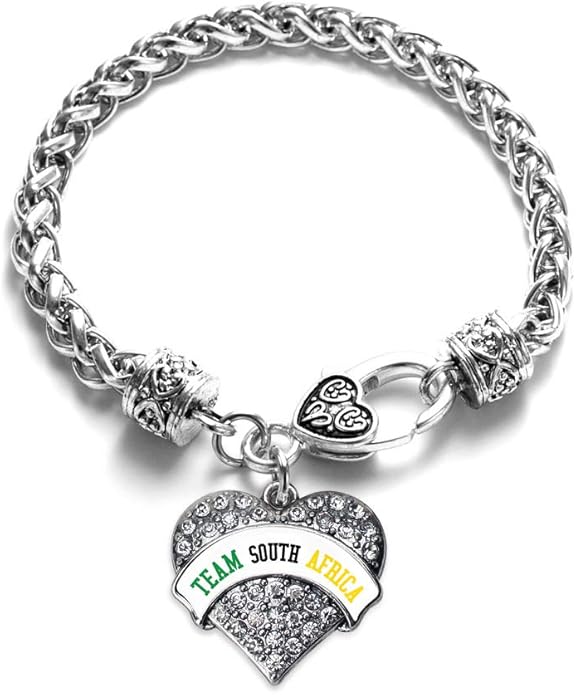 Inspired Silver - Silver Pave Heart Charm Bracelet with Cubic Zirconia Jewelry
