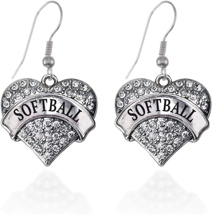 Inspired Silver - Silver Pave Heart Charm French Hook Drop Earrings with Cubic Zirconia Jewelry