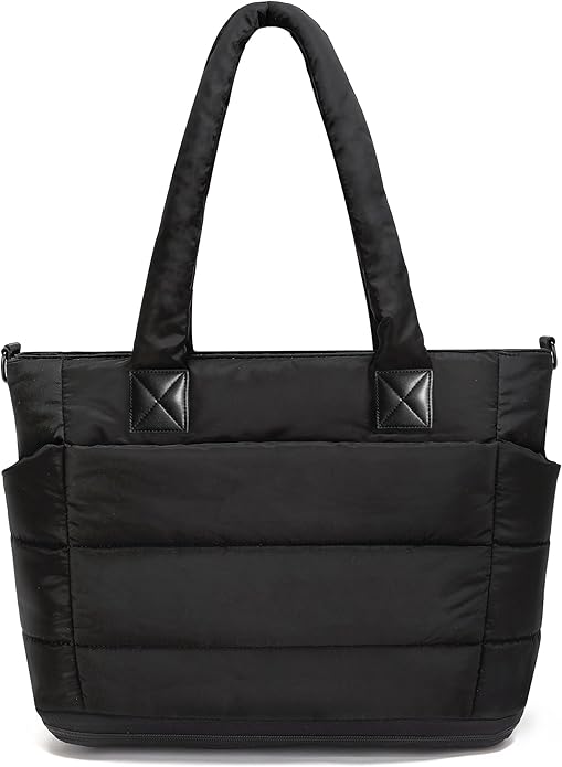 Tote Bag for Women Puffer Tote Bag Large Nurse Bags Shoulder Handbag with Zipper for Work Travel