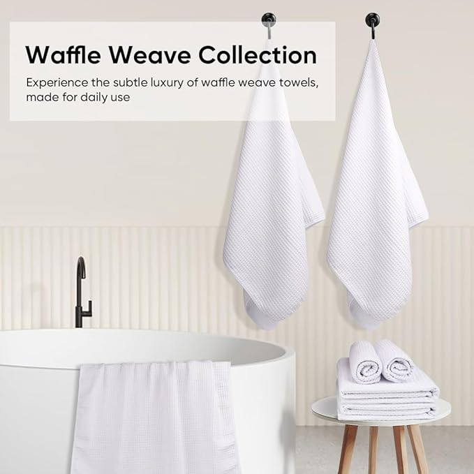 HOMEXCEL White Waffle Washcloths Towels 10 Pack, Premium Microfiber Face Towels, Ultra Soft, Lightweight Highly Absorbent Quick Dry Washcloths for Bathroom, Gym, Shower, Hotel, Spa 12 x 12 Inch
