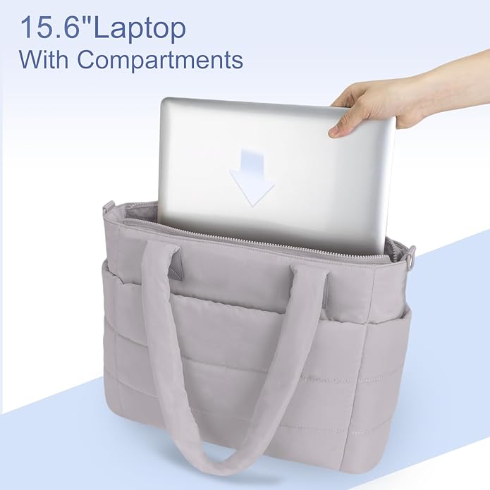 Tote Bag for Women Puffer Tote Bag Large Nurse Bags Shoulder Handbag with Zipper for Work Travel