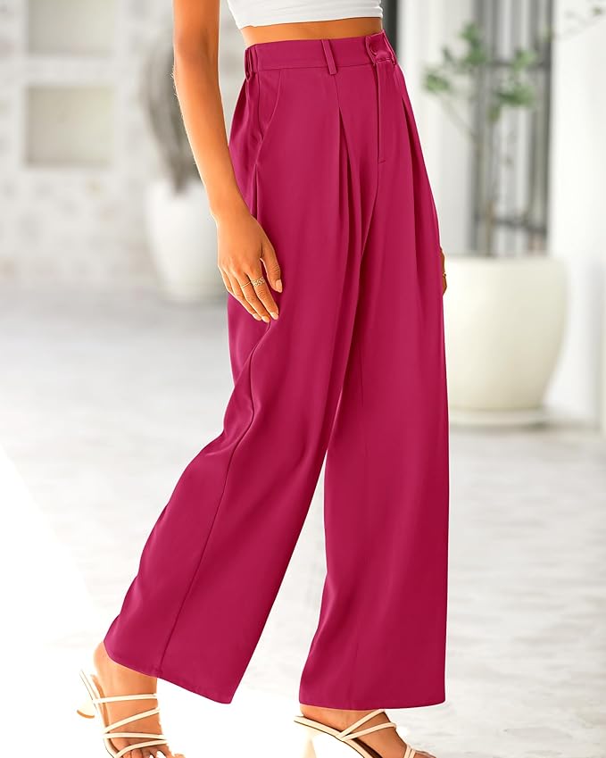 BTFBM Women High Waist Palazzo Pants Spring 2026 Casual Wide Leg Trousers Loose Work Office Business Suit Pant Pockets