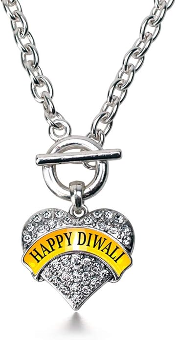 Inspired Silver - Silver Pave Heart Charm 18 Inch Necklace with Cubic Zirconia Jewelry