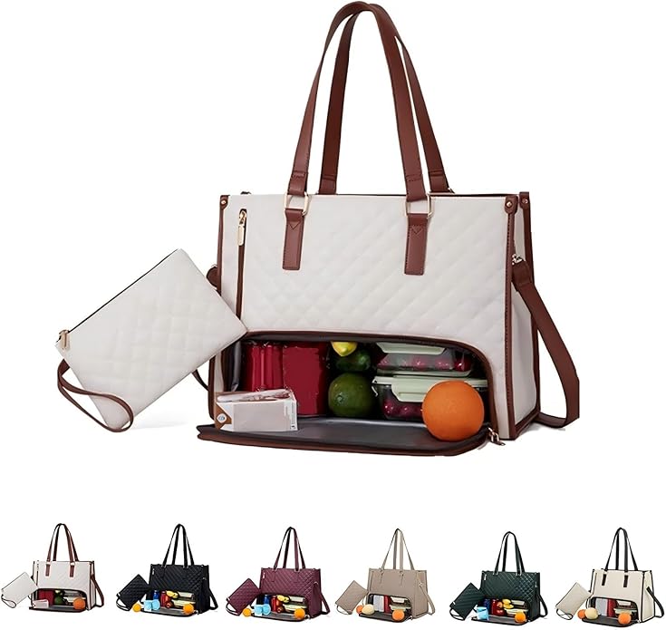 3 in 1 tote bag for women,laptop bag with lunch compartment,work tote with lunch compartment