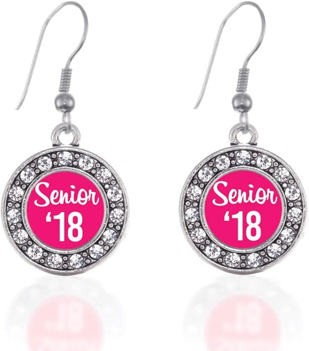 Inspired Silver - Silver Circle Charm French Hook Drop Earrings with Cubic Zirconia Jewelry