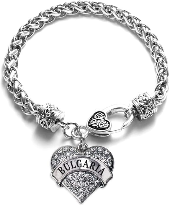 Inspired Silver - Silver Pave Heart Charm Bracelet with Cubic Zirconia Jewelry