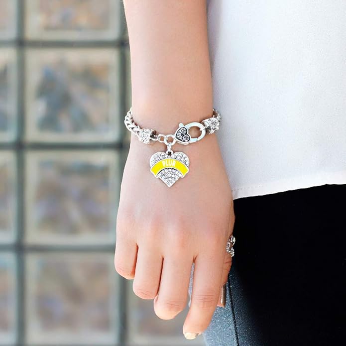 Inspired Silver - Silver Pave Heart Charm Bracelet with Cubic Zirconia Jewelry