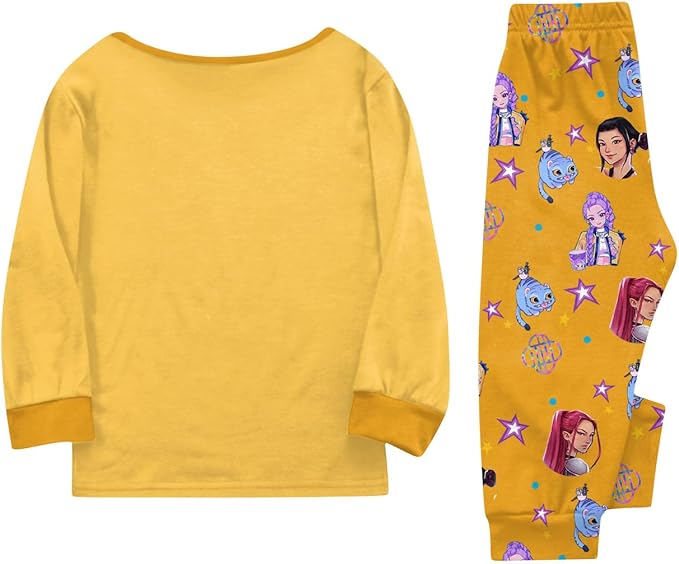 Girls 2 Piece K Pop Singer Outfits Cute Cartoon Graphic Shirts and Pants Casual Tracksuit Fashion Clothing Sets