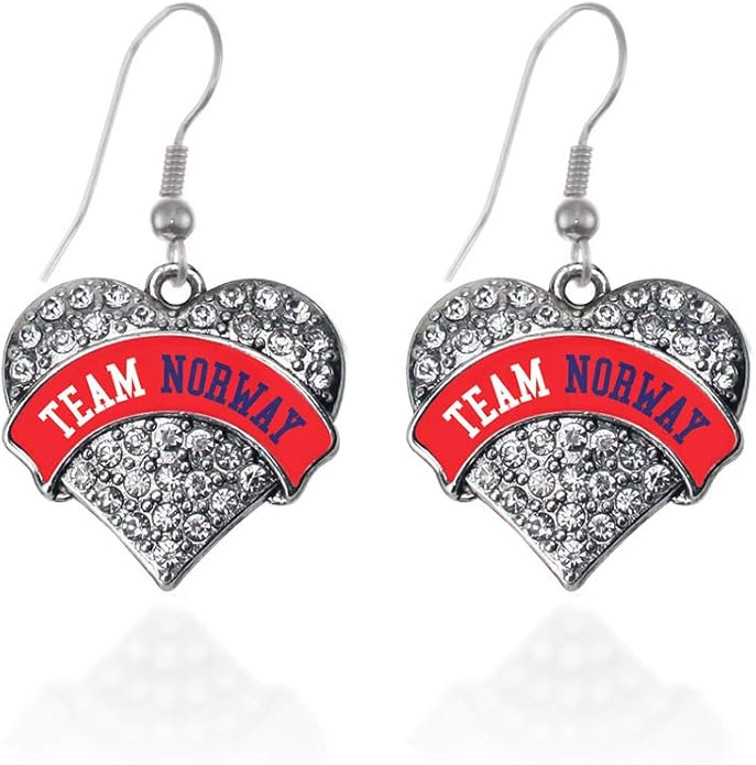 Inspired Silver - Silver Pave Heart Charm French Hook Drop Earrings with Cubic Zirconia Jewelry