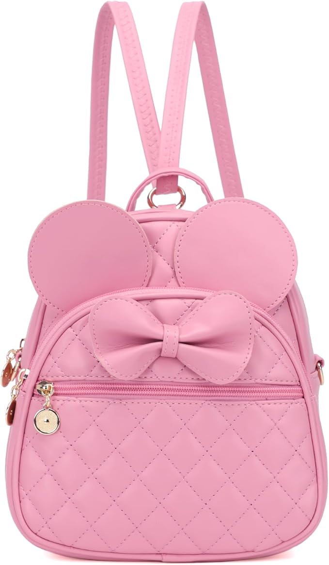 KL928 Girls Mini Backpack Bowknot Polka Dot Cute Small Daypacks Convertible Shoulder Bag Purse for Women