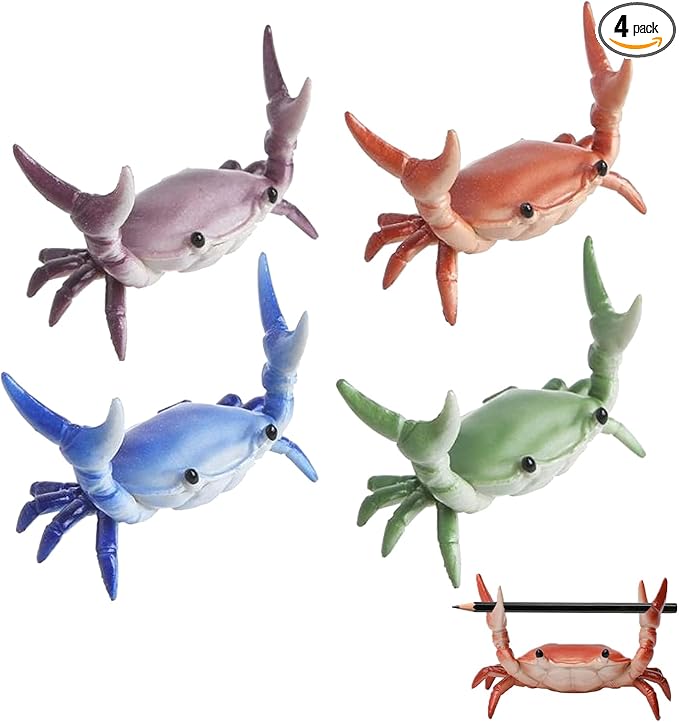4-Pack Crab Pen Holder for Desk, Weightlifting Crabs Desk Pen Organizer, Cute Pencil Holder Desktop Organizer Storage Accessories, Funny Desk Decor for School, Home, Office Supplies (4PCS-MIX)