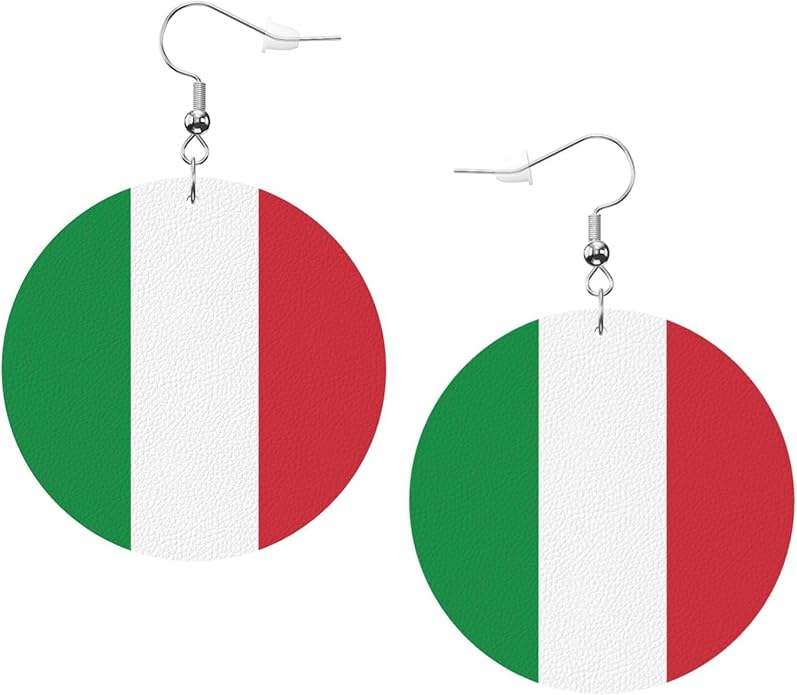 Round Faux Leather Earrings for Women Lightweight Double-Side Printed Drop Dangle Earring for Festival Party Gift