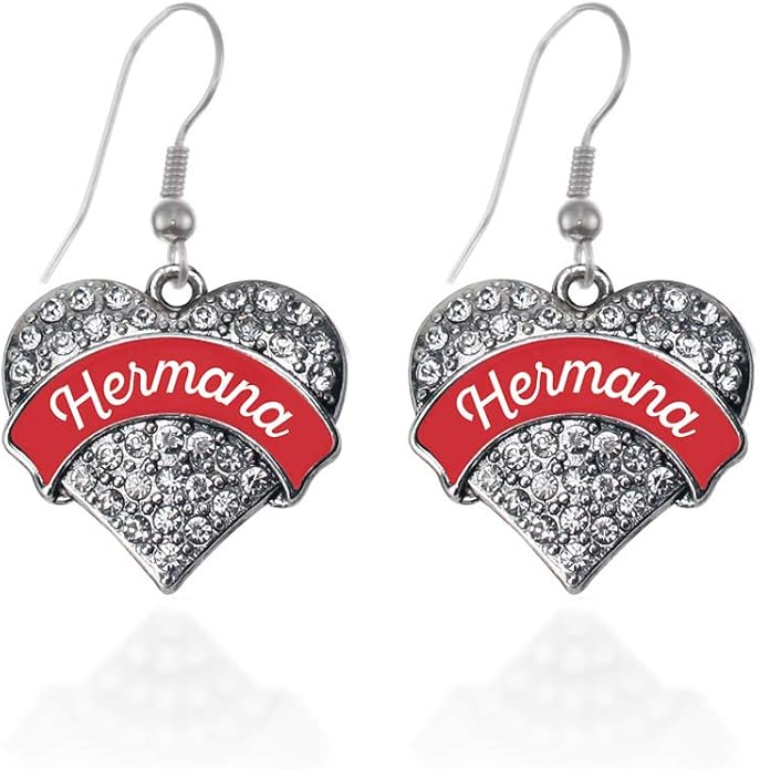 Inspired Silver - Silver Pave Heart Charm French Hook Drop Earrings with Cubic Zirconia Jewelry