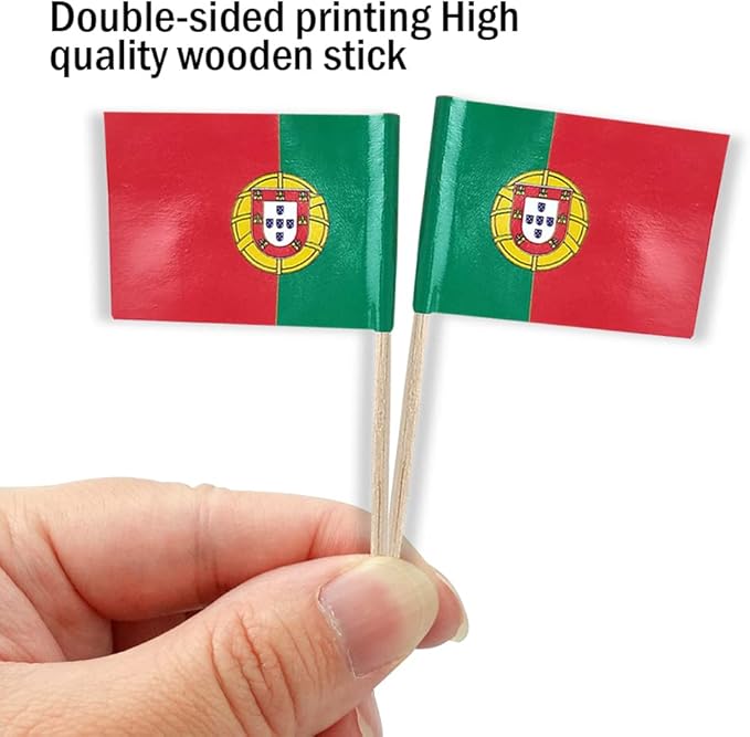 Portugal Flag Portuguese Flag, Small Mini Portugal Toothpick Flags for Food, Cupcakes, Cocktails, Appetizers, Bar Party Decorations