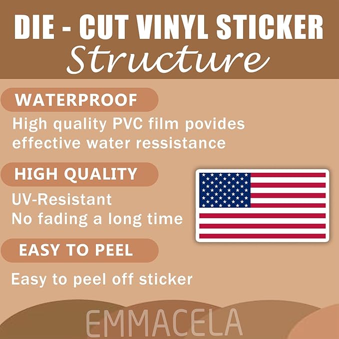 (3PCS) America Flag stickers, Countries Flag Stickers - Waterproof Vinyl Decals For Laptops, Tumblers, Water Bottles, Books, Scrapbooks, Size 3 x 1.7 Inch