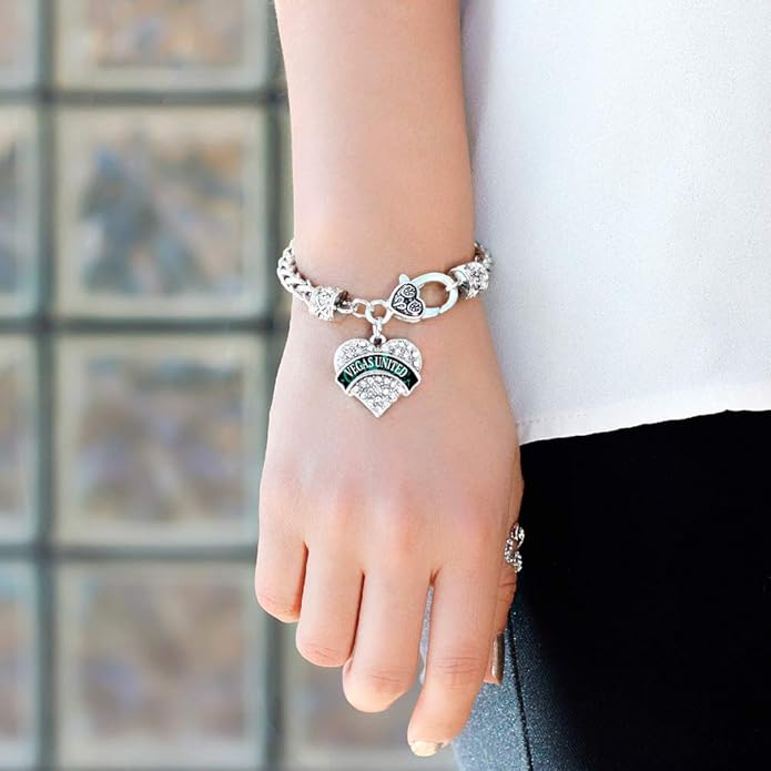 Inspired Silver - Silver Pave Heart Charm Bracelet with Cubic Zirconia Jewelry