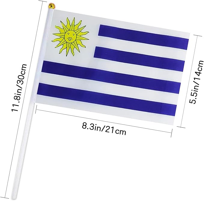 Uruguay Flag Small Uruguayan Flag 12 Pack Mini Hand Held Uruguayan Flags on Sticks for Party Parades Sports Events Patriotic Holiday Decorations