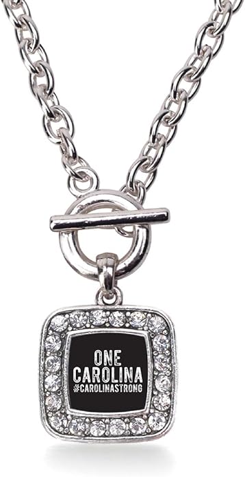 Inspired Silver - Silver Square Charm 18 Inch Necklace with Cubic Zirconia Jewelry