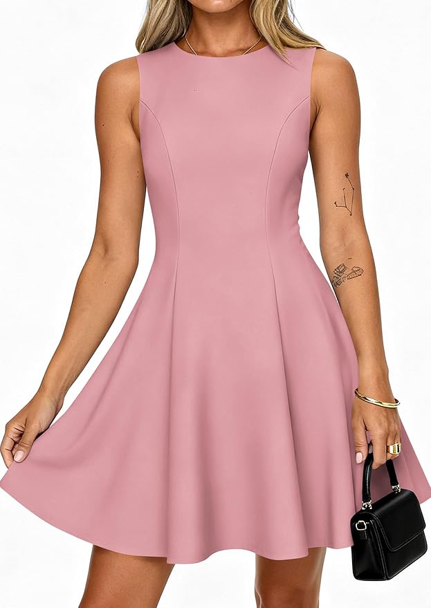 PRETTYGARDEN Summer Dresses for Women 2026 Elegant Sleeveless Boat Neck A Line Spring Formal Cocktail Party Mini Dress