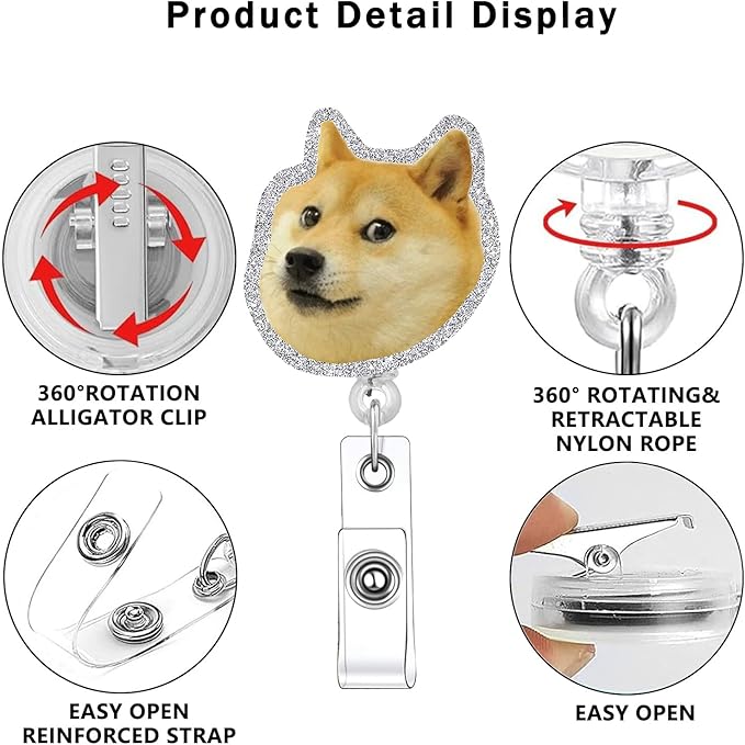 Dog Animal Badge Reel 2pack Retractable Funny Cute Badge Holder withvet tech ID Clip Name Tag Card Tag Card Badge Clip Acrylic Accessories Gifts Nurse