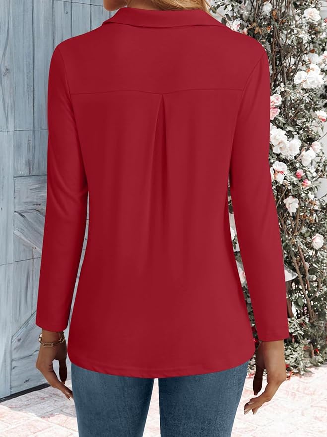 3/4 Length Sleeve Womens Tops Dressy Casual V Neck Polo Shirts Business Work Blouses 2025 Trendy Tunic Top