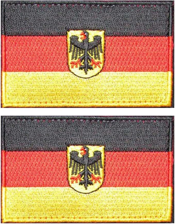 EmWoot 2PCS Germany Flag Emblem Patch Embroidered Morale Patch Military Tactical Patches Hook and Loop(Emblem)