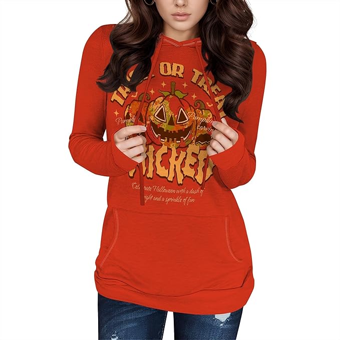 domirica Halloween Womens Pullover Sweatshirts Trendy Drawstring Fall Sweatshirt Halloween Best Gift For Wife And Daughter