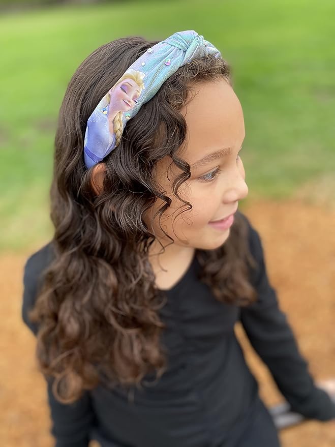 LUV HER Disney Frozen 2 Elsa One Thick Knot Headband with Diamonds For Girls - Hair Accessories For Her - Ages 3+