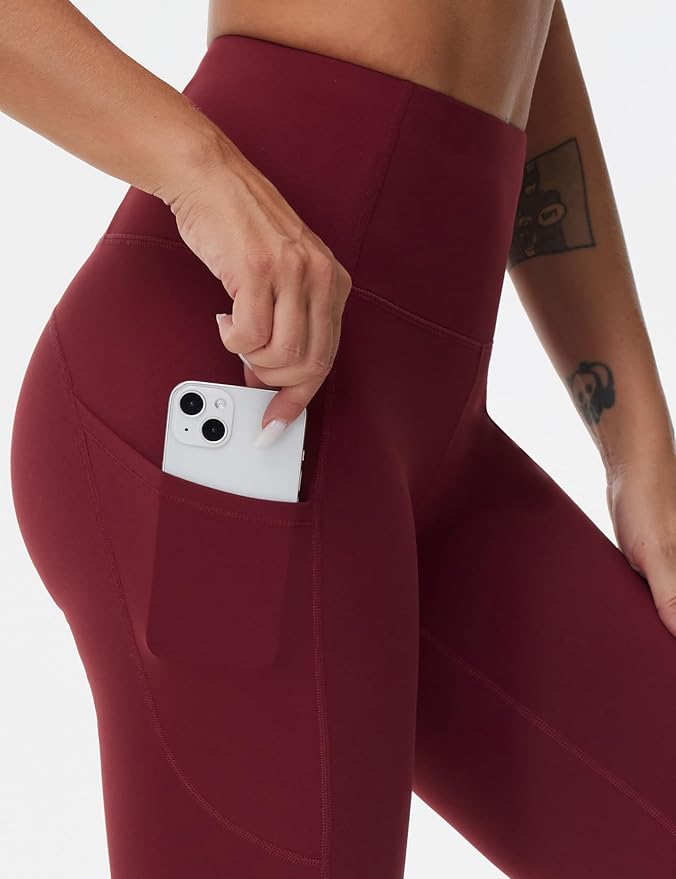 THE GYM PEOPLE Thick High Waist Yoga Pants with Pockets, Tummy Control Workout Running Yoga Leggings for Women
