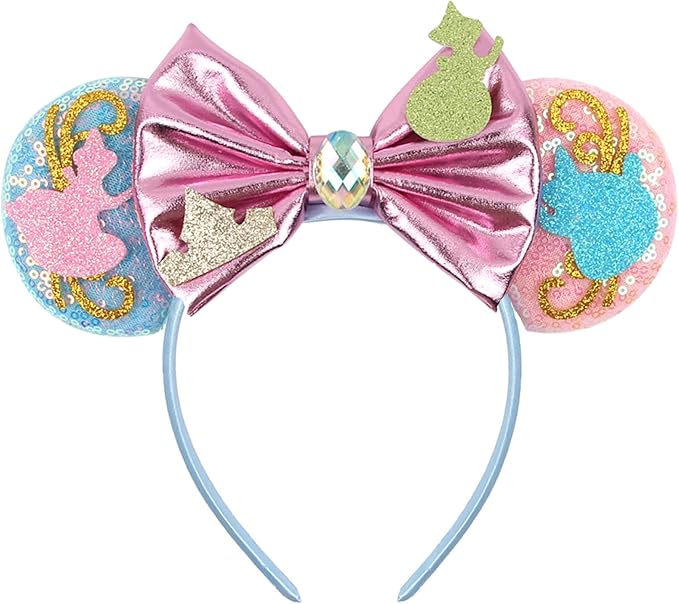 Sequin Mouse Ears Headbands for Women Girls Boys, Glitter Bows Headband for Kids Adults Birthday Party Costume Halloween
