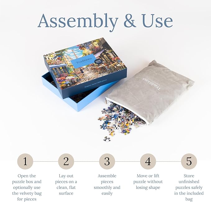 MOSAIC PUZZLES Bonjour, Paris! Puzzles for Adults - Premium Jigsaw Puzzles, 1000 Pieces