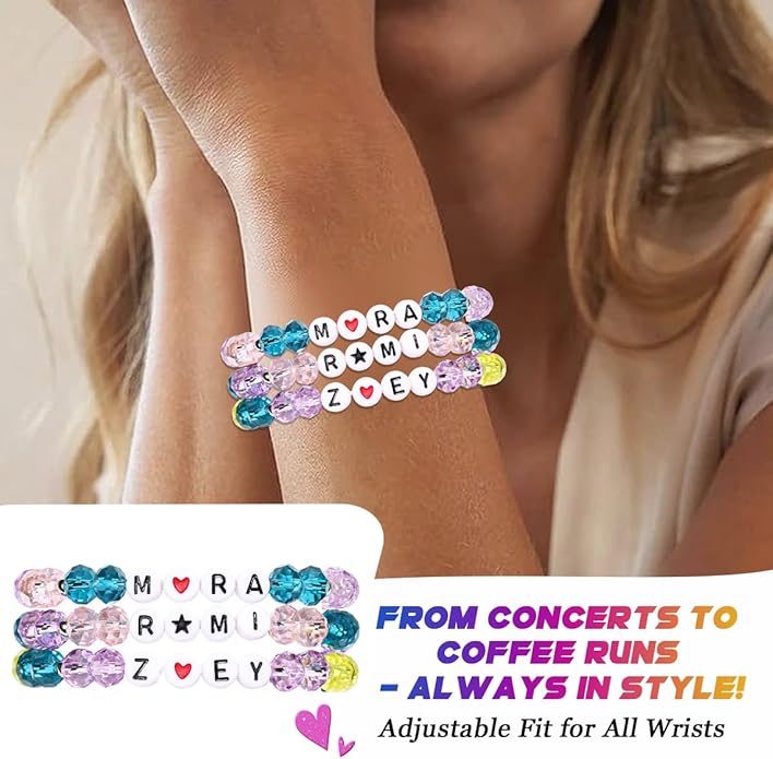 AICase for Korea-Pop Merch Gifts Toys Inspired Bracelets 3 Pcs Stackable Stretch Friendship Beaded Bracelets for Unique Merchandise Jewelry Gifts for Fans Women Men Stocking Stuffers_Crystal