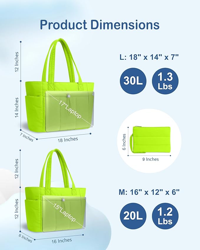 TOPDesign Puffy Tote Bag for Women with Cup Holder & Laptop Compartment & Cosmetic Bag & Trolley Sleeve for Work, Travel