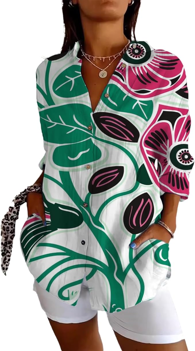 Fashion Summer Shirts V Neck Japanese Art Vintage Floral Graphic Button Down Trendy Hawaiian Holiday Outfits
