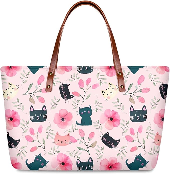Womens Zip Up Tote Handbag Daisy Print Large Capacity Tote Purse Handbag Big Tote Bag Purse For Work Laptop