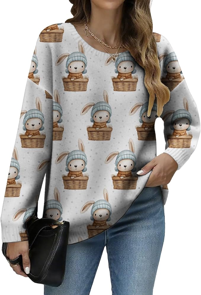 LIZALIG Women's Fall Christmas Snowman Sweater Long Sleeve Crewneck Pullover Festive Holiday Winter Outfit for Parties