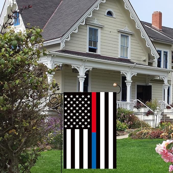 Thin Blue and Red Line Flag, Small American USA Garden Flags for Yard Patio Porch Independence Day Patriotic Festival Outdoor Decorations
