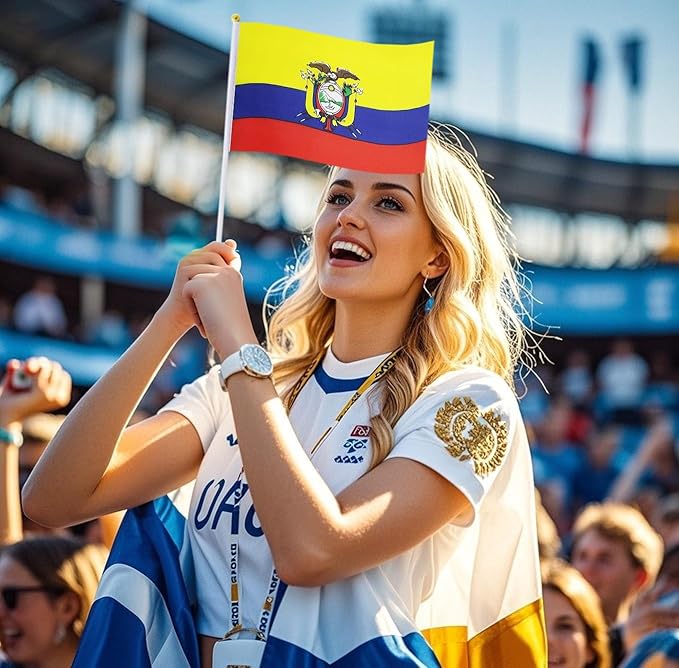 20 Pack Small Ecuador Flags on Stick Mini Handheld Ecuadorian Flag for Parades, Independence Day and Patriotic Events 5x8 Inch Durable Weather-Resistant Flags with 12 Inch Sticks(Ecuador)