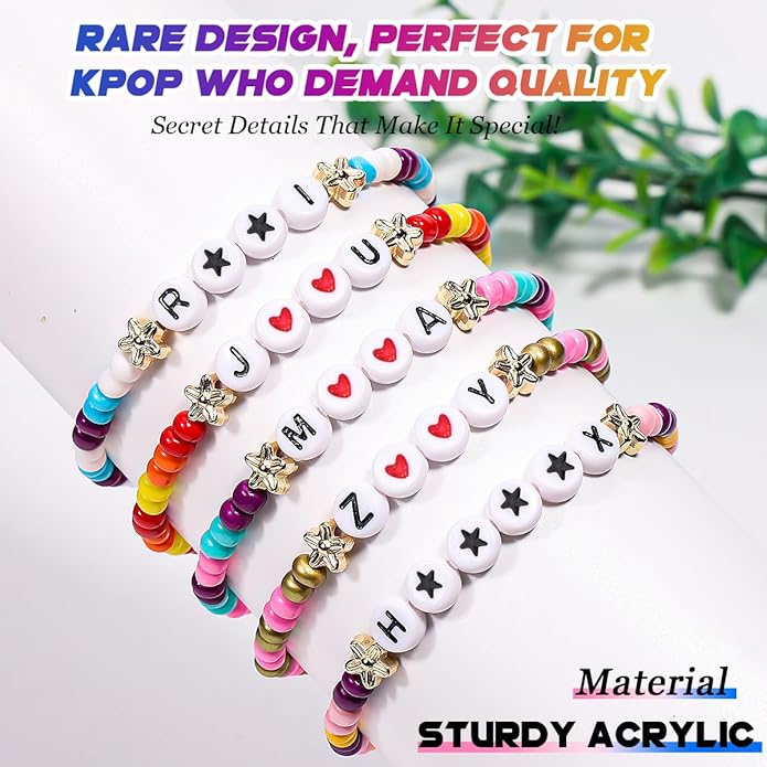 AICase for Korea-Pop Merch Gifts Toys Cosplay Birthday Decorations Bracelets Outfit Costume 6 Pcs Stackable Stretch Beaded Bracelets Merchandise Jewelry Gifts for Fans Women Christmas Stocking