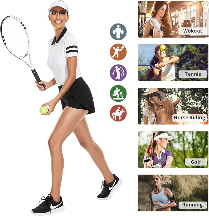 Women's Golf Shirt Short Sleeve Tennis Shirt Quarter Zip Golf Pullover Golf Polo Shirts Argyle Tops
