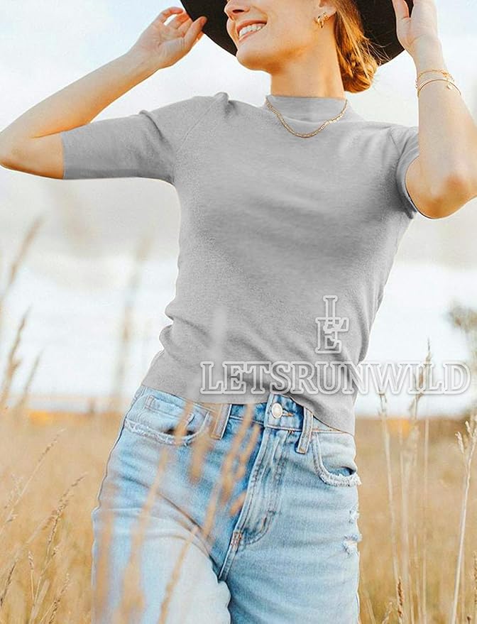 LETSRUNWILD Business Casual Tops for Women Dressy Cute Tops Mock Turtleneck Tshirts Shirts