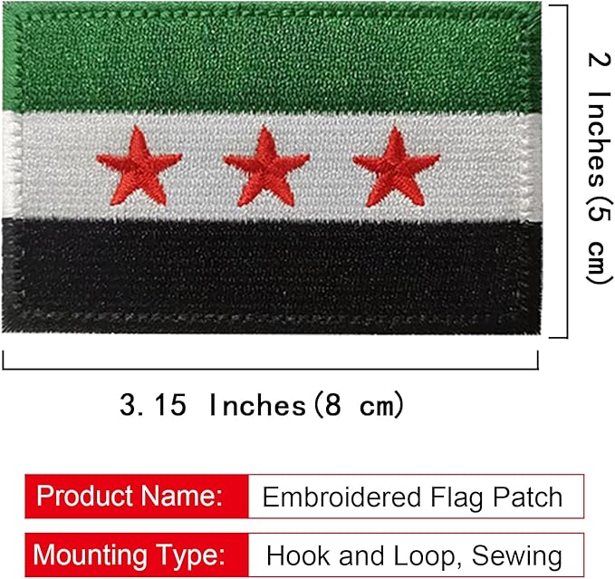 EmWoot 2PCS Syrian New Flag Patch Embroidered Morale Patch Military Tactical Patches Hook and Loop