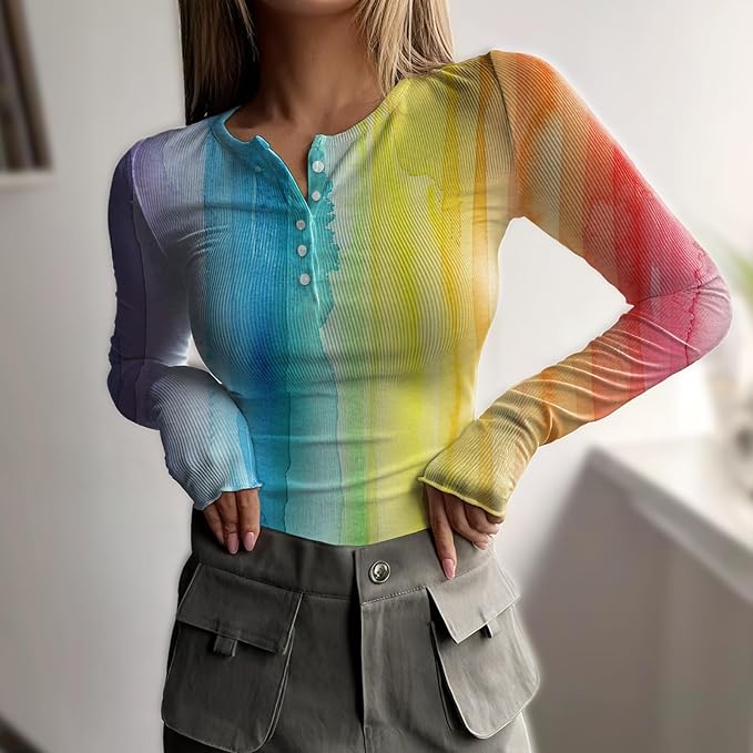 MARSVOVO Fashion Crop Tops for Women Scoop Neck Button Comfy Ribbed Slim Fit Cute Shirts Casual Party Fall Tops