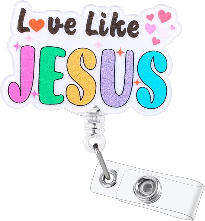 Love Like Jesus Funny Medical Badge Reel | Retractable ID Card Mental Health Badge Holder | Name Tag Faith Badge Clip for RN LPN CNA MA ER Night Shift Nurse Nursing Student Psychotherapist Doctor