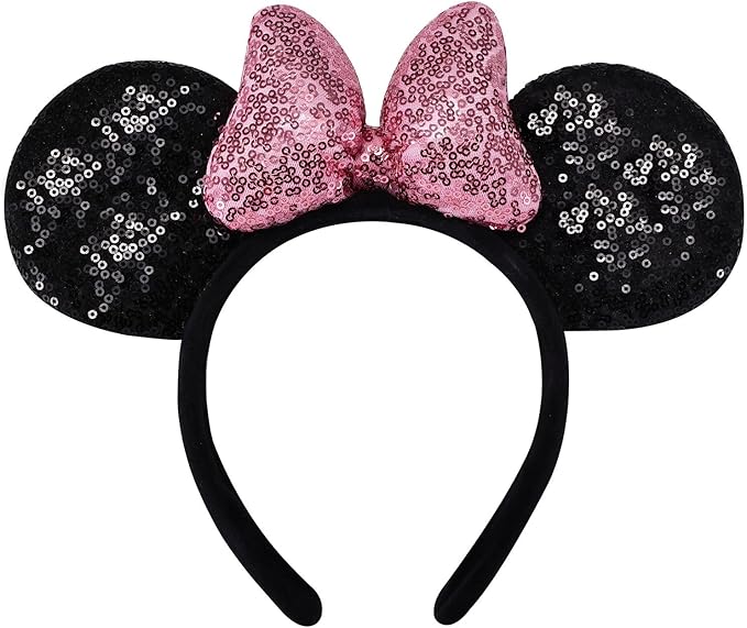 ODOCARE Handmade Mouse Ears Headband for Women and Ladies, Polka Dot Bow Minnie Ears Costume Accessories
