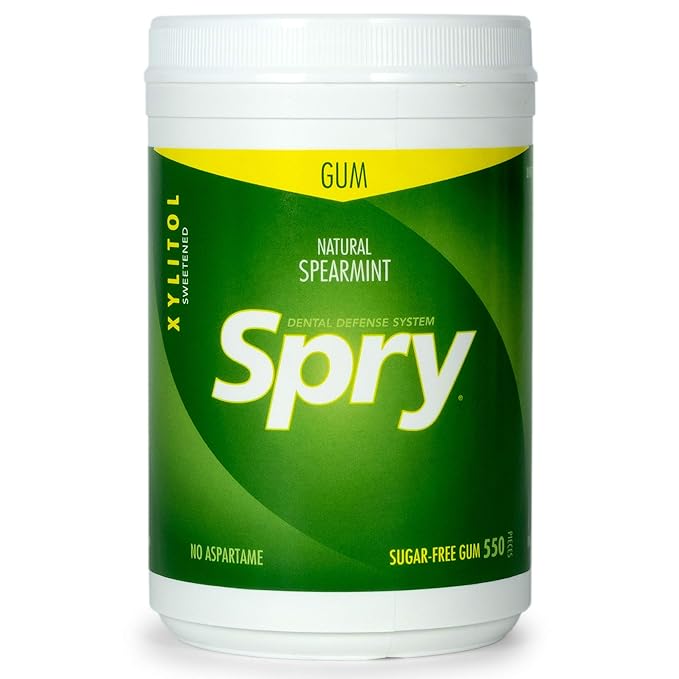 Spry Natural Gum, 3 Flavor Variety Pack, Natural Xylitol Chewing Gum, 550 count (Cinnamon, Fresh Fruit & Spearmint)