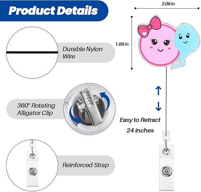 Egg and Sperm Funny Fertility Badge Reel, Cute Retractable ID Card Hospital Badge Holder, Name Tag Work Badge Clip for OB GYN MD NR MD Doctor Nurse