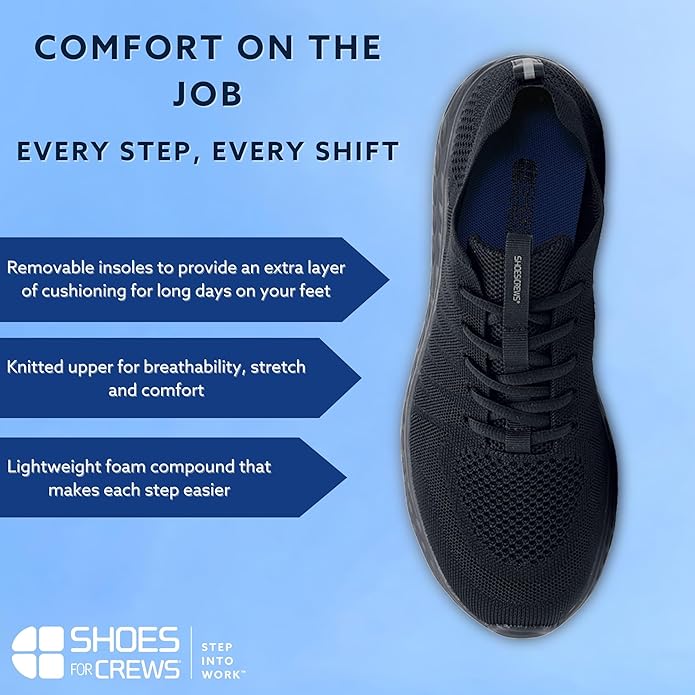 Shoes for Crews Women's Slip-Resistant Work Sneakers – Comfortable, Non-Slip Work Shoes for Women in Food Service, Healthcare, Hospitality - Everlight