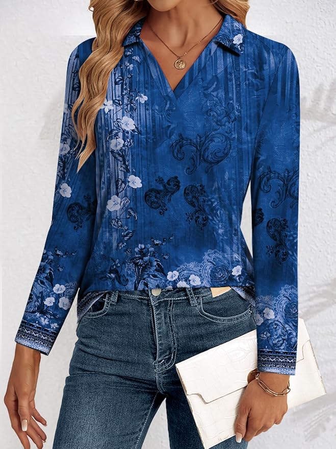3/4 Length Sleeve Womens Tops Dressy Casual V Neck Polo Shirts Business Work Blouses 2025 Trendy Tunic Top